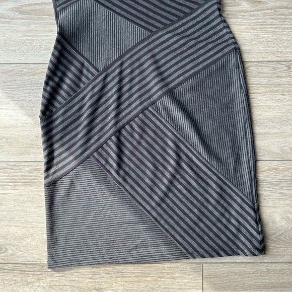BCBGMAXAZRIA Corissa Black Grey Striped-Panel Dress - Picture 9 of 14